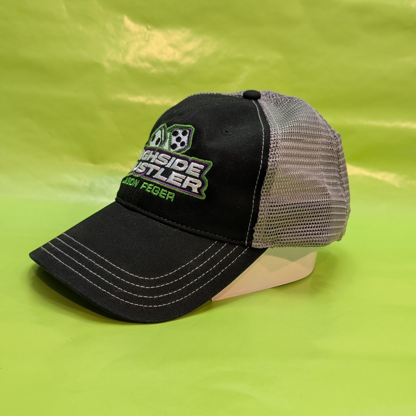 Highside Hustler Relaxed Hat with Silver Flag on Back