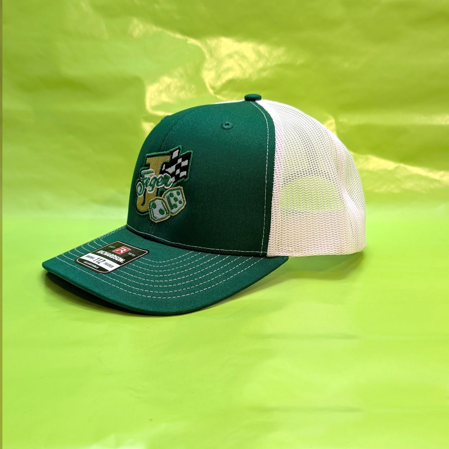 JFeger Richardson 112 Green Front White Mesh Snap Back