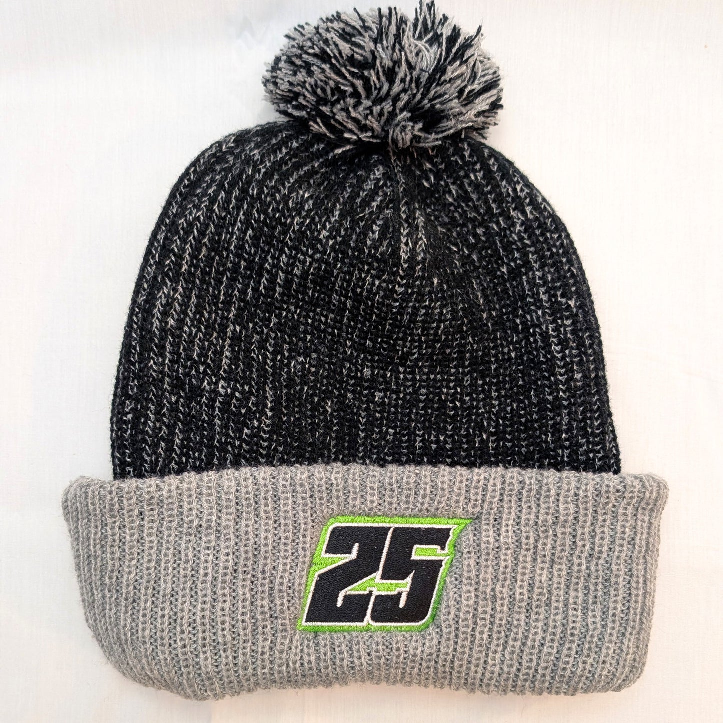 Pom Stocking Cap Black & Gray