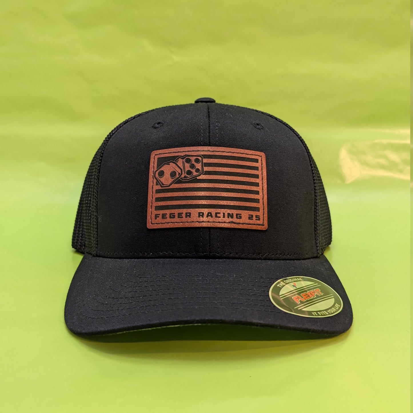 Leather Flag w/Dice Flexfit Mesh Back Hat