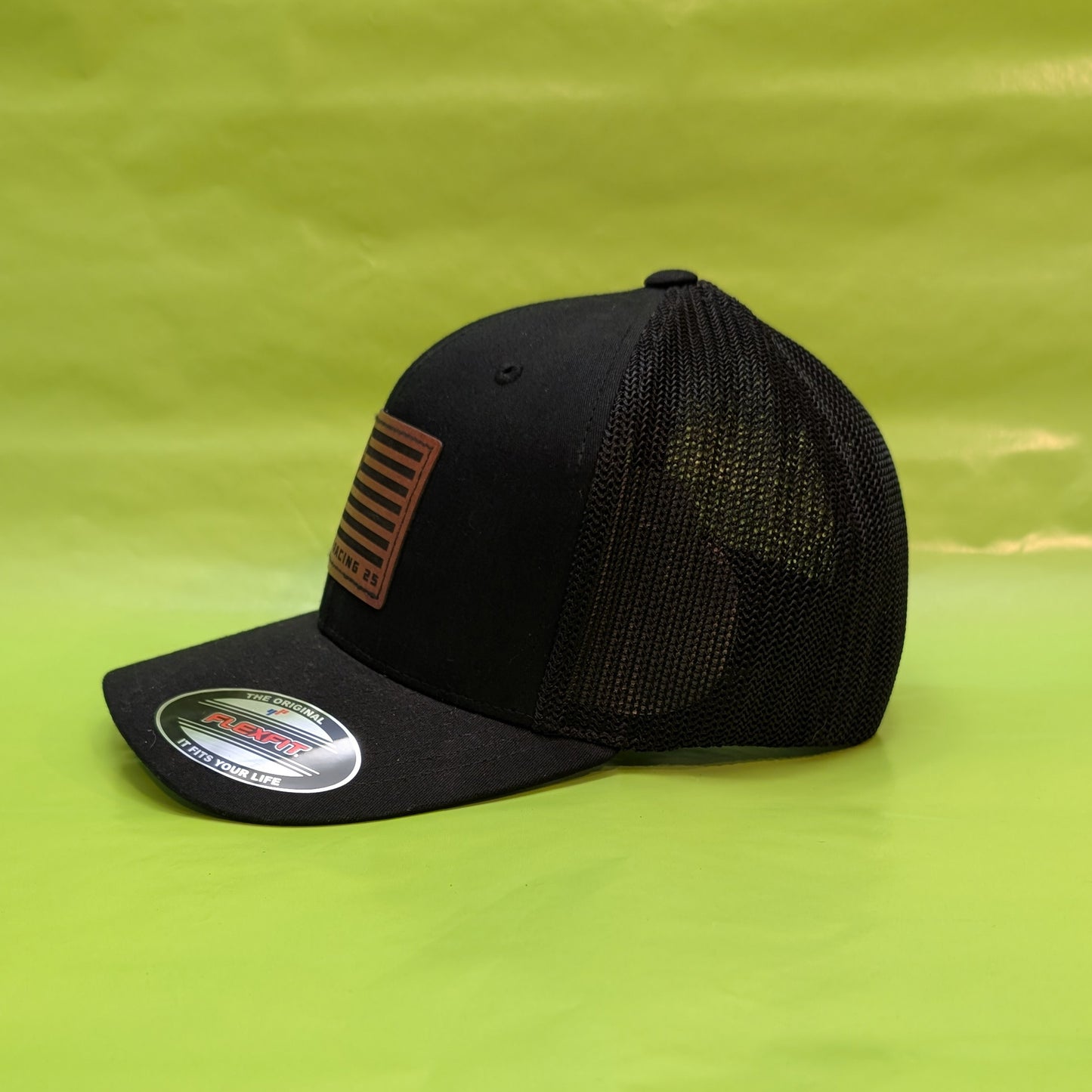 Leather Flag w/Dice Flexfit Mesh Back Hat