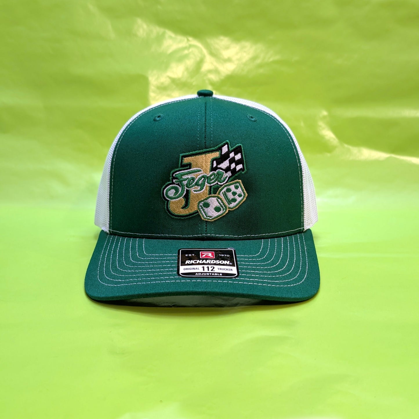 JFeger Richardson 112 Green Front White Mesh Snap Back