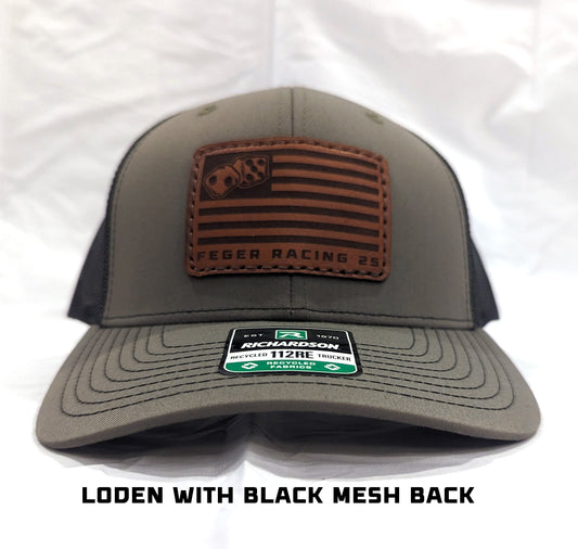 Leather Patch Richardson 112 Cap with Flag